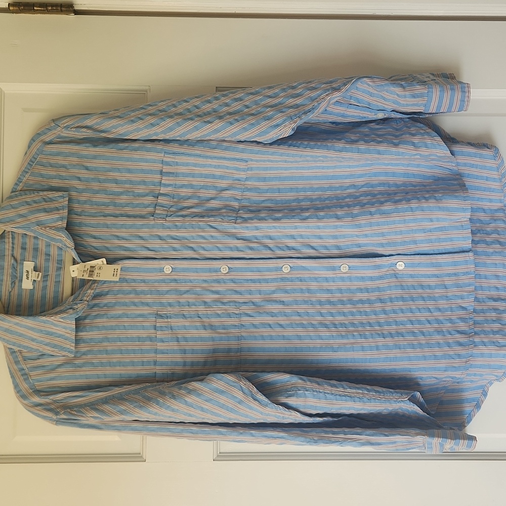Aerie Blue Striped Button Sleeve Shirt - XS- NWT